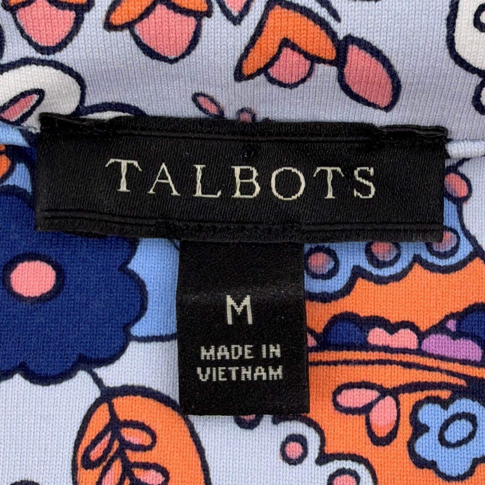 Talbots Dress Medium M Paisley Floral Stretch Jersey Tunic Shirtdress Knee Mod - Picture 5 of 8